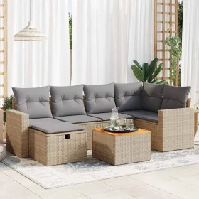Garden set with 7 pieces of sofas and beige synthetic rattan cushions. by , Garden sets - Ref: Foro24-3325790, Price: 468,04 ...