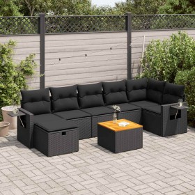 Garden sofa set with 8 pieces of black synthetic rattan and cushions. by , Garden sets - Ref: Foro24-3325821, Price: 515,98 €...