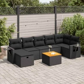 Set de sofás de jardín y cojines 8 piezas ratán sintético negro de , Conjuntos de jardín - Ref: Foro24-3325821, Precio: 508,1...