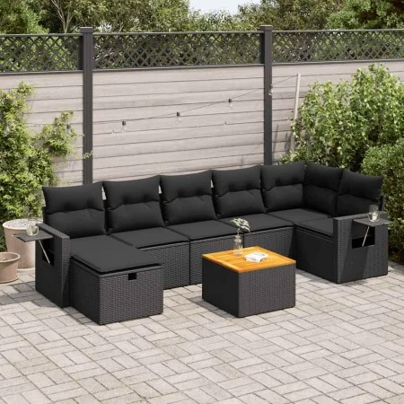 Garden sofa set with 8 pieces of black synthetic rattan and cushions. by , Garden sets - Ref: Foro24-3325821, Price: 508,10 €...