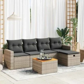 6-piece garden furniture set with gray synthetic rattan cushions by , Garden sets - Ref: Foro24-3325784, Price: 352,35 €, Dis...