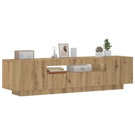 Mueble de TV luces LED madera roble artisan 160x35x40 cm de , Muebles TV - Ref: Foro24-856360, Precio: 126,99 €, Descuento: %