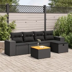 Set of 6-piece garden sofas and cushions synthetic rattan black by , Garden sets - Ref: Foro24-3325863, Price: 382,46 €, Disc...