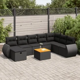 Set Gartensofas mit Kissen 9 Stück synthetisches Rattan schwarz von , Gartensets - Ref: Foro24-3325856, Preis: 538,96 €, Raba...