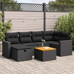 Set mit 7 Gartensofas mit Kissen Kunstrattan schwarz von , Gartensets - Ref: Foro24-3325786, Preis: 456,27 €, Rabatt: %
