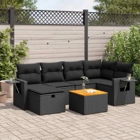 Set de sofás de jardín 7 pzas con cojines ratán sintético negro von , Gartensets - Ref: Foro24-3325814, Preis: 477,70 €, Raba...