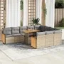 Set garden sofas and cushions 11 pcs synthetic rattan acacia beige by , Garden sets - Ref: Foro24-3327762, Price: 794,12 €, D...
