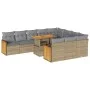 Set garden sofas and cushions 11 pcs synthetic rattan acacia beige by , Garden sets - Ref: Foro24-3327762, Price: 794,12 €, D...