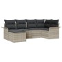 Conjunto de sofá de jardín con cojín 6 pcs Gris claro Poliratán