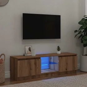TV-Möbel LED-Leuchten Eiche handwerkliches Holz 120x30x36 cm von , TV-Möbel - Ref: Foro24-856348, Preis: 65,28 €, Rabatt: %