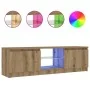 TV-Möbel LED-Leuchten Eiche handwerkliches Holz 120x30x36 cm von , TV-Möbel - Ref: Foro24-856348, Preis: 65,18 €, Rabatt: %