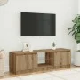 TV-Möbel LED-Leuchten Eiche handwerkliches Holz 120x30x36 cm von , TV-Möbel - Ref: Foro24-856348, Preis: 65,18 €, Rabatt: %