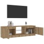 TV-Möbel LED-Leuchten Eiche handwerkliches Holz 120x30x36 cm von , TV-Möbel - Ref: Foro24-856348, Preis: 63,08 €, Rabatt: %