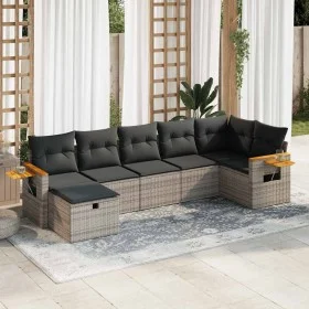 Set of 7 garden sofas with cushions synthetic rattan gray by , Garden sets - Ref: Foro24-3325987, Price: 447,41 €, Discount: %