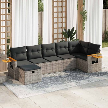 Set mit 7 Gartensofas mit Kissen synthetisches Rattangrau von , Gartensets - Ref: Foro24-3325987, Preis: 461,22 €, Rabatt: %