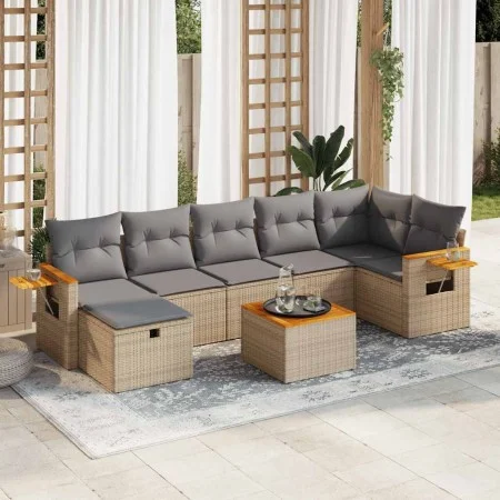 Set de sofás de jardín y cojines 8 piezas ratán sintético beige de , Conjuntos de jardín - Ref: Foro24-3325993, Precio: 499,1...