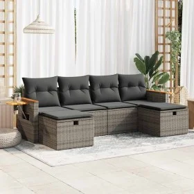 Set de muebles de jardín 6 pzas y cojines ratán sintético gris by , Garden sets - Ref: Foro24-3326001, Price: 367,16 €, Disco...