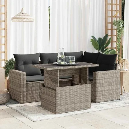 Juego de sofás jardín con cojines 5 pzas ratán sintético gris von , Gartensets - Ref: Foro24-3326311, Preis: 374,58 €, Rabatt: %