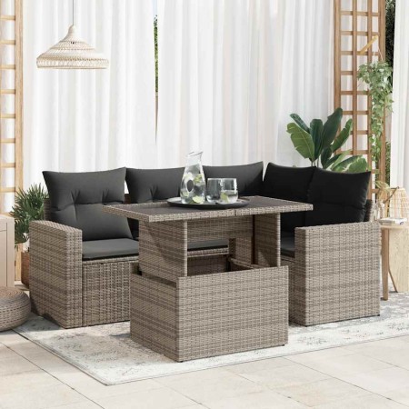 Juego de sofás jardín con cojines 5 pzas ratán sintético gris von , Gartensets - Ref: Foro24-3326311, Preis: 407,62 €, Rabatt: %