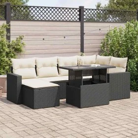 Set of 7 garden sofas with cushions synthetic rattan black by , Garden sets - Ref: Foro24-3326347, Price: 471,08 €, Discount: %