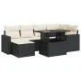 Set of 7 garden sofas with cushions synthetic rattan black by , Garden sets - Ref: Foro24-3326347, Price: 471,08 €, Discount: %