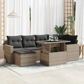 Set of 7 garden sofas with cushions synthetic rattan gray by , Garden sets - Ref: Foro24-3326351, Price: 476,97 €, Discount: %