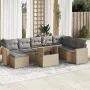 Set de sofás de jardín con cojines 9 pzas ratán sintético beige by , Garden sets - Ref: Foro24-3326370, Price: 628,04 €, Disc...