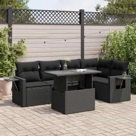 Set of 6-piece garden sofas and cushions synthetic rattan black by , Garden sets - Ref: Foro24-3326476, Price: 488,77 €, Disc...