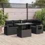 Set aus 6-teiligen Gartensofas und Kissen Kunstrattan schwarz von , Gartensets - Ref: Foro24-3326476, Preis: 478,64 €, Rabatt: %