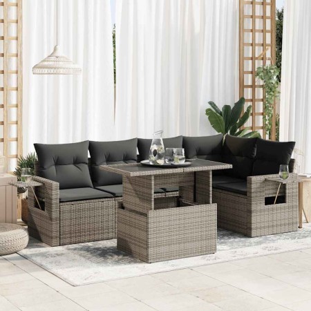 Set de muebles de jardín 6 pzas y cojines ratán sintético gris de , Conjuntos de jardín - Ref: Foro24-3326481, Precio: 472,28...