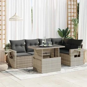 Set de sofás de jardín 6 pzas y cojines ratán sintético gris de , Conjuntos de jardín - Ref: Foro24-3326483, Precio: 480,54 €...