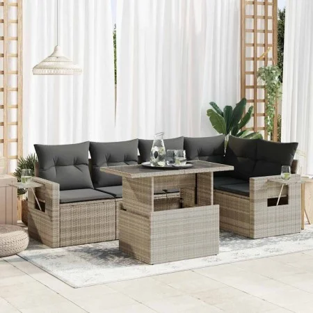 Set mit 6 Gartensofas und Kissen Kunstrattangrau von , Gartensets - Ref: Foro24-3326483, Preis: 480,54 €, Rabatt: %