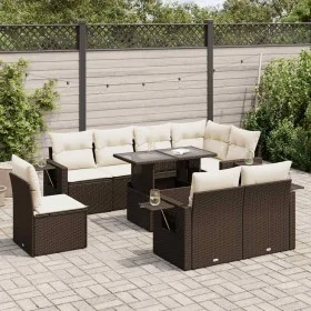 Set of 9 garden sofas and cushions synthetic rattan brown by , Garden sets - Ref: Foro24-3326504, Price: 675,97 €, Discount: %