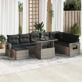 Set of garden sofas with cushions 9 pcs synthetic rattan gray by , Garden sets - Ref: Foro24-3326531, Price: 590,88 €, Discou...