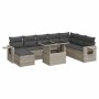 9-teiliges Gartenmöbel-Set und Kissen synthetisches Rattan hellgrau von , Gartensets - Ref: Foro24-3326533, Preis: 644,02 €, ...