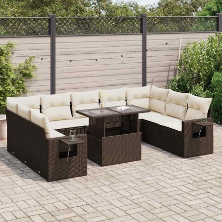 Set de sofás de jardín 10 pzas y cojines ratán sintético marrón de , Conjuntos de jardín - Ref: Foro24-3326544, Precio: 725,8...