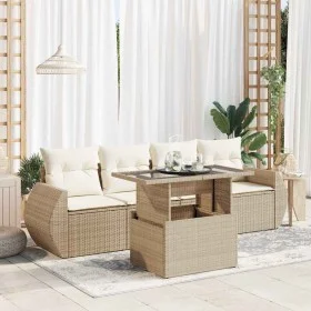 Juego de sofás jardín con cojines 5 pzas ratán sintético beige by , Garden sets - Ref: Foro24-3326559, Price: 442,34 €, Disco...