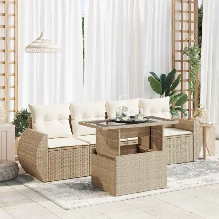 Set Gartensofas mit Kissen 5 Stück synthetisches Rattan beige von , Gartensets - Ref: Foro24-3326559, Preis: 442,36 €, Rabatt: %