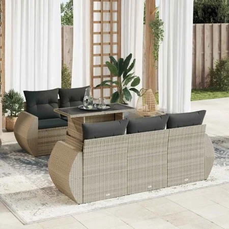Set de sofás de jardín 6 pzas y cojines ratán sintético gris von , Gartensets - Ref: Foro24-3326573, Preis: 537,63 €, Rabatt: %