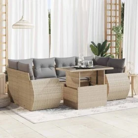 Set of 7-piece garden sofas and cushions synthetic rattan beige by , Garden sets - Ref: Foro24-3326590, Price: 533,55 €, Disc...
