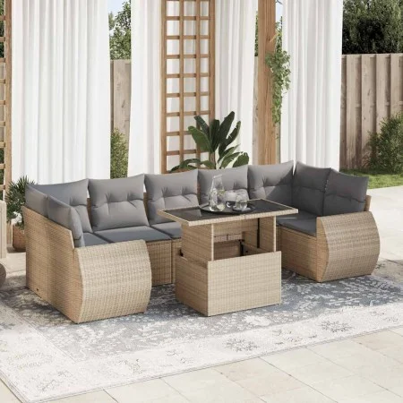 Set de sofás de jardín y cojines 8 piezas ratán sintético beige de , Conjuntos de jardín - Ref: Foro24-3326600, Precio: 584,3...