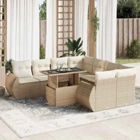 Set of garden sofas with cushions 9 pcs synthetic rattan beige by , Garden sets - Ref: Foro24-3326609, Price: 704,56 €, Disco...