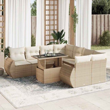 Set Gartensofas mit Kissen 9 Stück synthetisches Rattan beige von , Gartensets - Ref: Foro24-3326609, Preis: 716,39 €, Rabatt: %