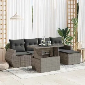 Set de muebles de jardín 6 pzas y cojines ratán sintético gris by , Garden sets - Ref: Foro24-3326621, Price: 417,60 €, Disco...