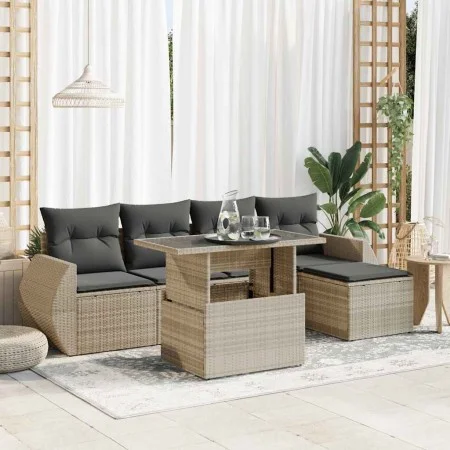 Set de sofás de jardín 6 pzas y cojines ratán sintético gris by , Garden sets - Ref: Foro24-3326623, Price: 466,16 €, Discoun...