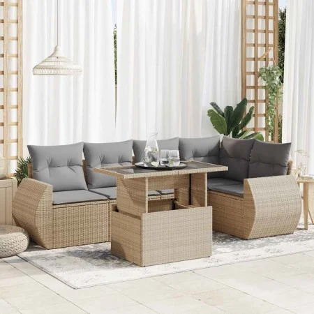 Juego de sofás jardín con cojines 6 pzas ratán sintético beige by , Garden sets - Ref: Foro24-3326640, Price: 461,01 €, Disco...
