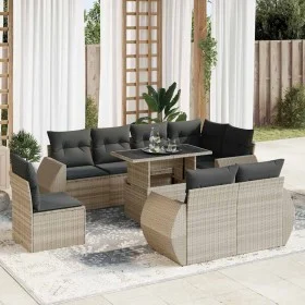 Set muebles jardín 9 pzas y cojines ratán sintético gris claro de , Conjuntos de jardín - Ref: Foro24-3326663, Precio: 817,36...