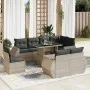 9-teiliges Gartenmöbel-Set und Kissen synthetisches Rattan hellgrau von , Gartensets - Ref: Foro24-3326663, Preis: 817,57 €, ...