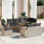 Set muebles jardín 9 pzas y cojines ratán sintético gris claro de , Conjuntos de jardín - Ref: Foro24-3326663, Precio: 758,29 €