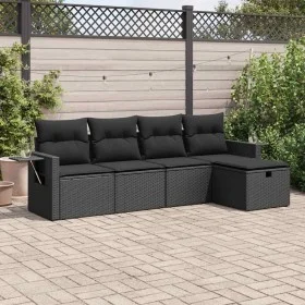 Set de muebles de jardín 5 pzas y cojines ratán sintético negro by , Garden sets - Ref: Foro24-3325461, Price: 362,41 €, Disc...